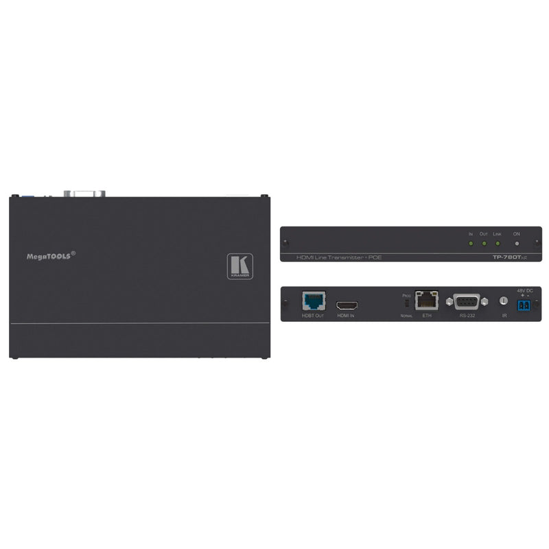 Kramer Electronics TP-780Txr 4K60 4:2:0 HDMI HDCP 2.2 PoE Transmitter with Ethernet, RS-232 & IR over Extended-Reach HDBaseT