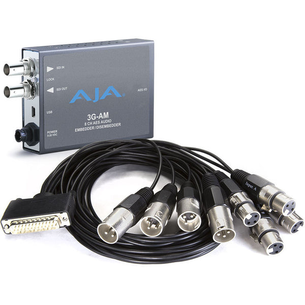 AJA 8-Channel AES Embedder/Disembedder with XLR Breakout Cable - 3G-AM-XLR