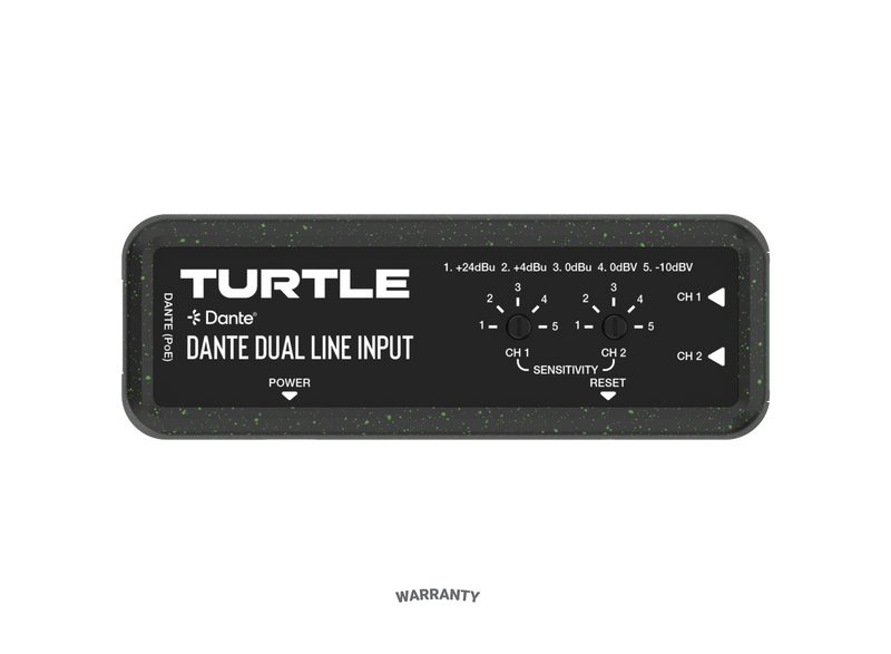 Turtle AV Dante Dual Channel Analog Line Input Adapter with Gain Controls - TAV-D2LEN