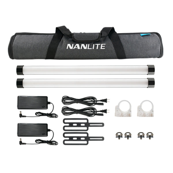 NanLite PavoTube II 15X 2ft RGBWW LED Pixel Tube with Internal Battery 2 Light Kit
