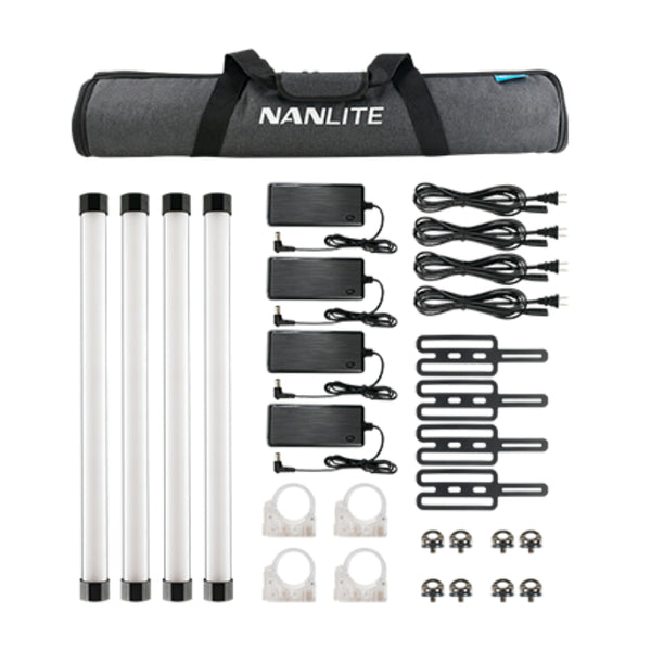 NanLite PavoTube II 15X 2ft RGBWW LED Pixel Tube with Internal Battery 4 Light Kit