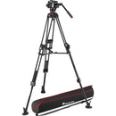 Manfrotto 504X Fluid Video Head with 645 Fast Twin Alu Tripod - MVK504XTWINFA