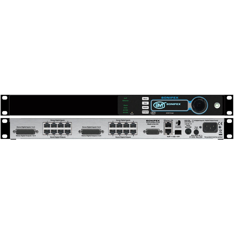 Sonifex AVN-PD8TD 8 Stereo Digital Line Inputs & Outputs, Terminal Block, AES67 Display Portal