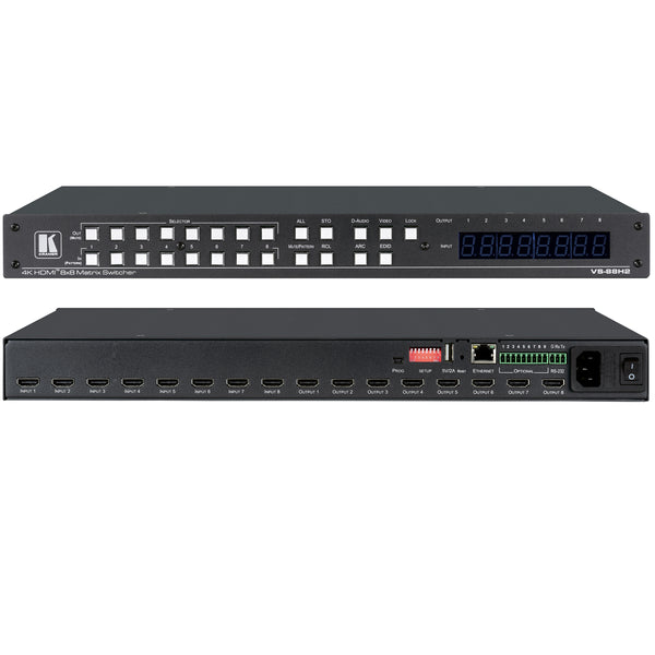 Kramer Electronics VS-88H2 8x8 4K HDR HDCP 2.2 Matrix Switcher with Digital Audio Routing