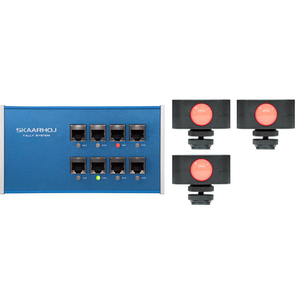 SKAARHOJ ETH-TALLY Link Tally Box System with 3x Tally Lights - ETH-TALLY-LINK-V2-x3 (CP)