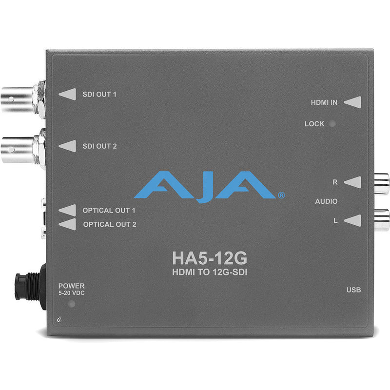 AJA HDMI 2.0 to 12G-SDI Conversion with ST Fiber Transmitter - HA5-12G-T-ST