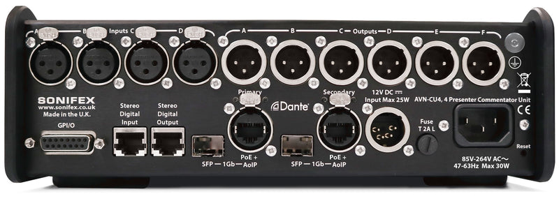 Sonifex AVN-CU4-DANTE 4 Mic/Line Input Commentator Unit Dante