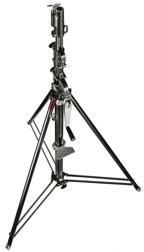 Manfrotto Geared Wind-Up Stand with Safety Release Cable Black Chrome - 087NWB