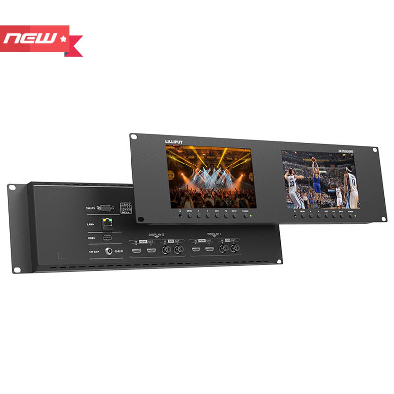 LILLIPUT RM-7029S 2x7-inch 3RU HDMI 2.0 & 3G-SDI Rack Mount Monitor