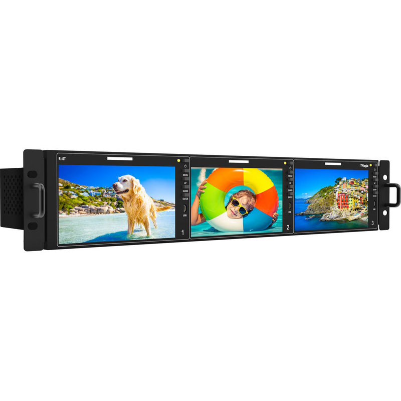 TVLogic R-5T 12G-SDI Supported 3 x 5.5-inch LCD Full HD Rack Mount Screen - TVL-R-5T