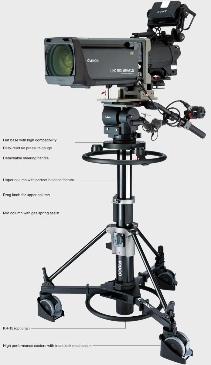 Libec QD-30PD Pedestal System with QH3 Head and P1000 Pedestal Supports Payload 47kg