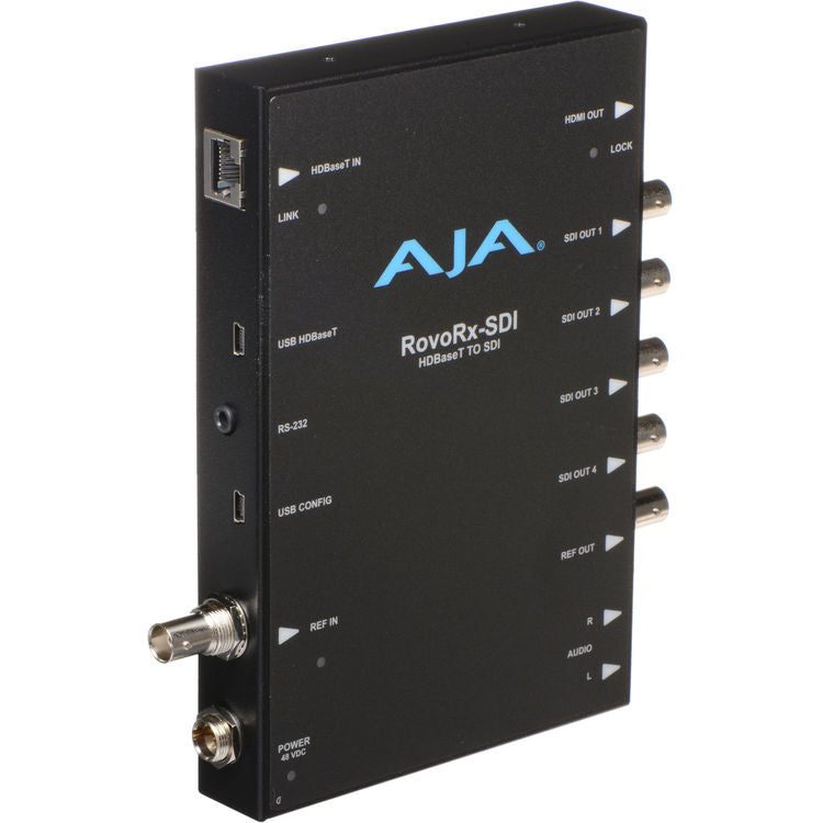 AJA RovoRx-SDI UltraHD/HD HDBaseT Receiver to 6G/3G-SDI and HDMI frame sync w/ PoH Genlock