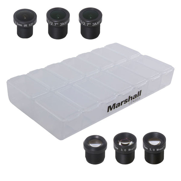 Marshall Electronics CV LENS PACK Fixed M12 Lens Kit 2.3 2.8 6.0 8.0 12.0 & 16.0mm with Multi-Compartment Case - CV-LENS-PACK