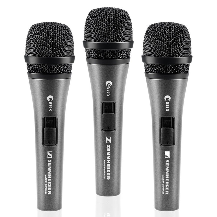 Sennheiser 3-PACK E835 / E835S Cardioid Live Vocal Microphone Set - 506666