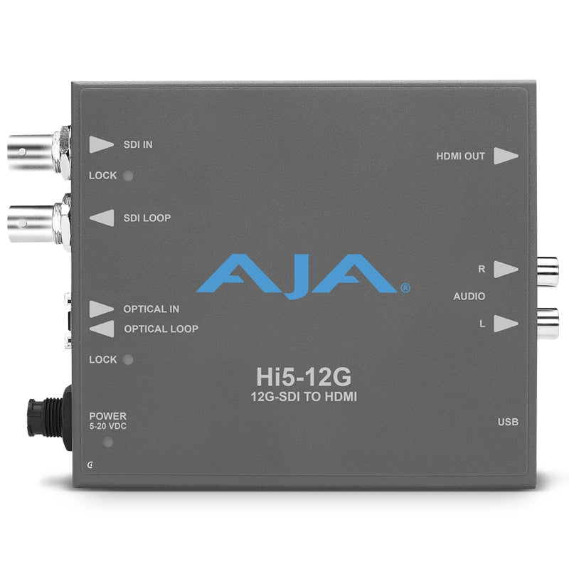 AJA Hi5-12G-R 12G-SDI to HDMI 2.0 Converter with Fiber Receiver - HI5-12G-R-R0