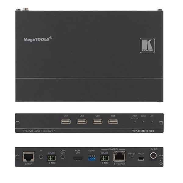 Kramer Electronics TP-590RXR 4K UHD HDMI, Audio, USB, Bidirectional RS−232 & IR over HDBaseT 2.0 Twisted Pair Receiver