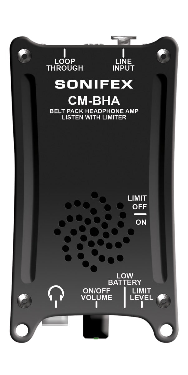 SONIFEX CM-BHA Belt Pack Headphone Amplifier with Limiter & Loudspeaker