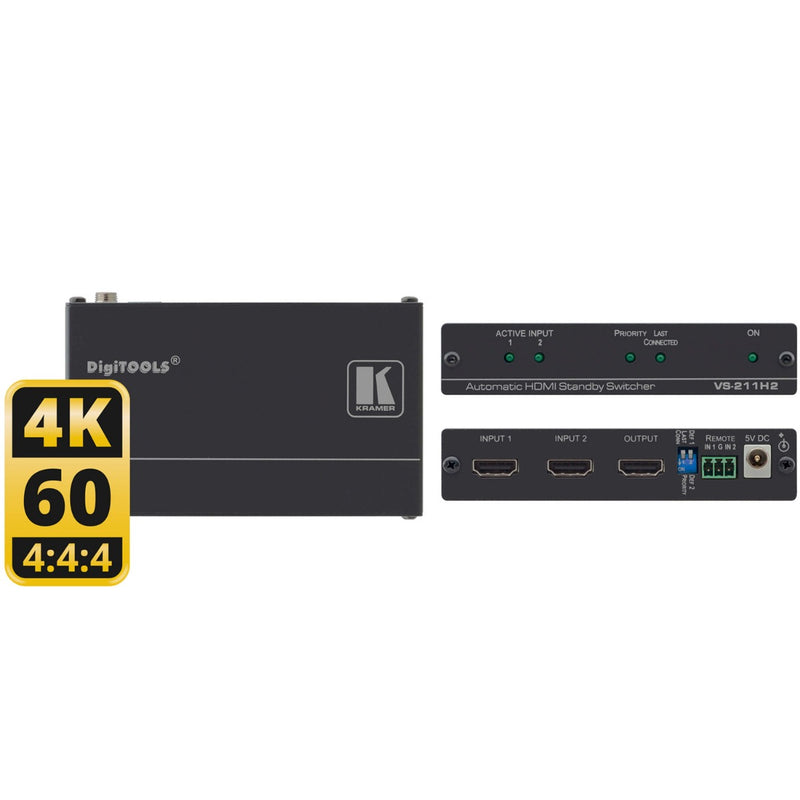 Kramer Electronics VS-211H2 2x1 4K HDR HDCP 2.2 HDMI Auto Switcher