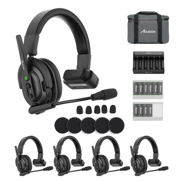 Accsoon CoMo Wireless Intercom Fully-Duplex Headset Kit 1 Host 4 Remotes