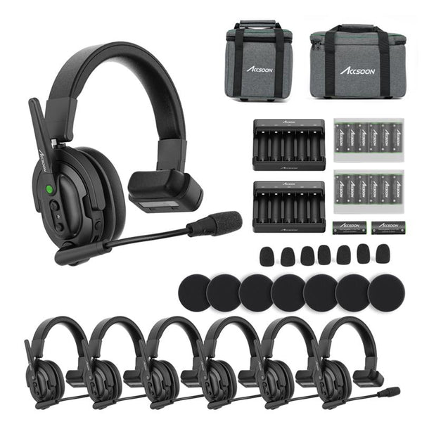 Accsoon CoMo Wireless Intercom Fully-duplex Headset Kit 1 Host 6 Remotes