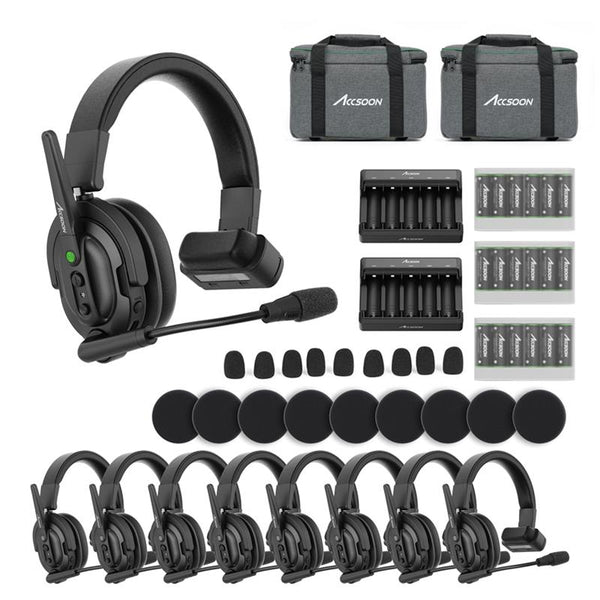 Accsoon CoMo Wireless Intercom Fully-Duplex Headset Kit 1 Host 8 Remotes