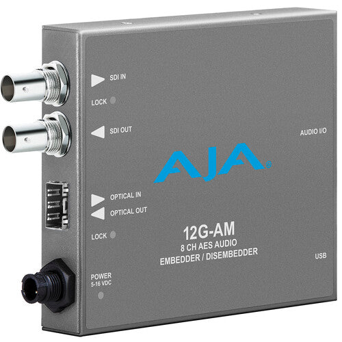 AJA 12G-SDI 8-Channel AES Audio Embedder/Disembedder with Fibre Options - 12G-AM