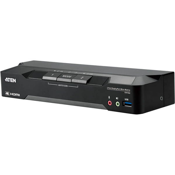 ATEN CM1942 2-Port 4K DisplayPort Dual Display Mini-Matrix Boundless KVM Switch