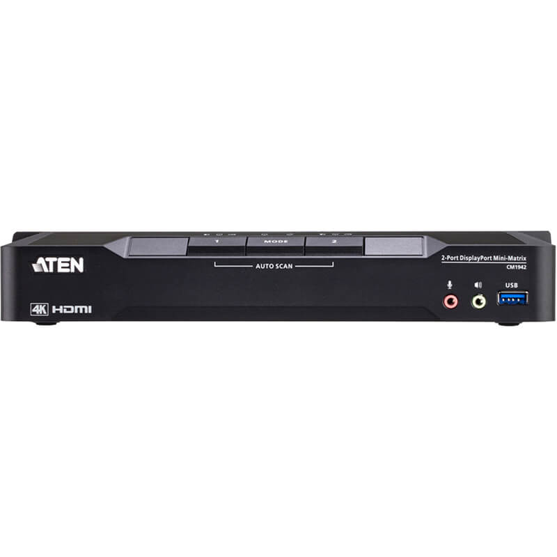 ATEN CM1942 2-Port 4K DisplayPort Dual Display Mini-Matrix Boundless KVM Switch