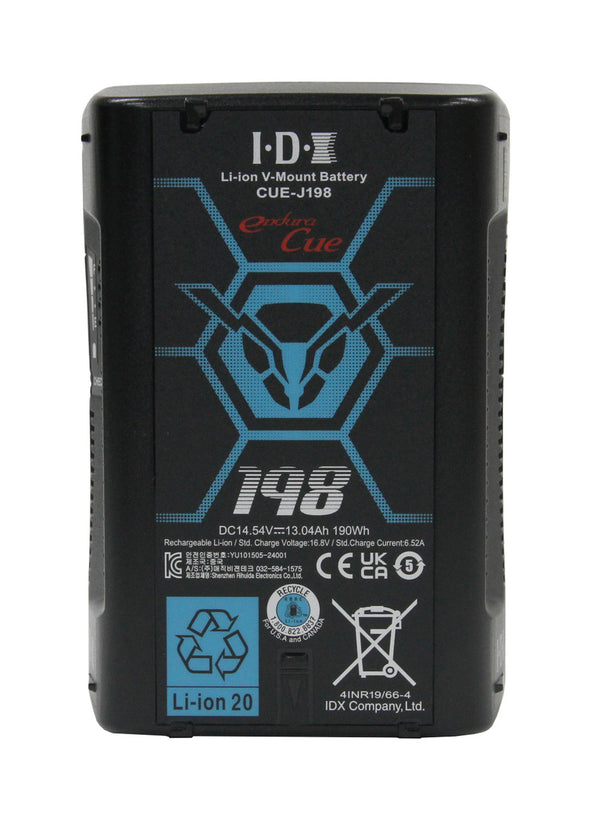 IDX EC-J198/2X 2x CUE-J198 Batteries 1x VL-2X Charger with 4 pin XLR DC Output (36W)