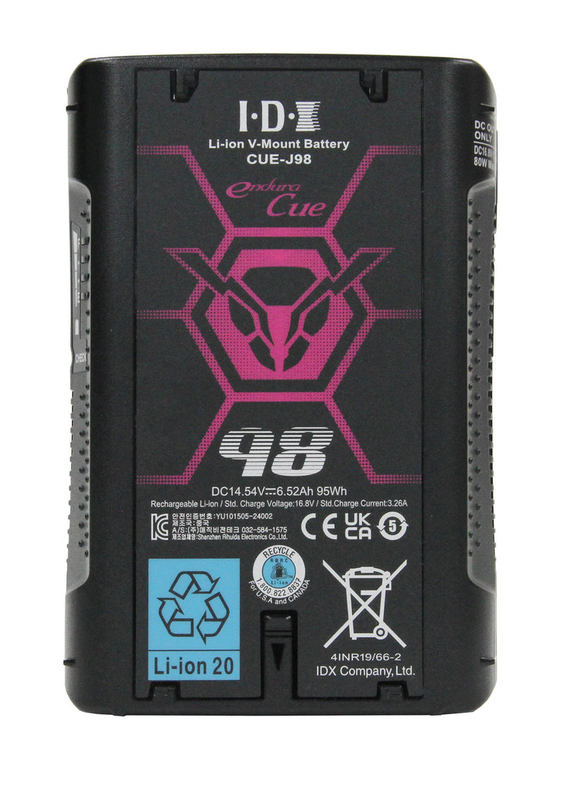 IDX EC-J98/2X 2x CUE-J98 Batteries 1x VL-2X Charger with 4 pin XLR DC Output (36W)