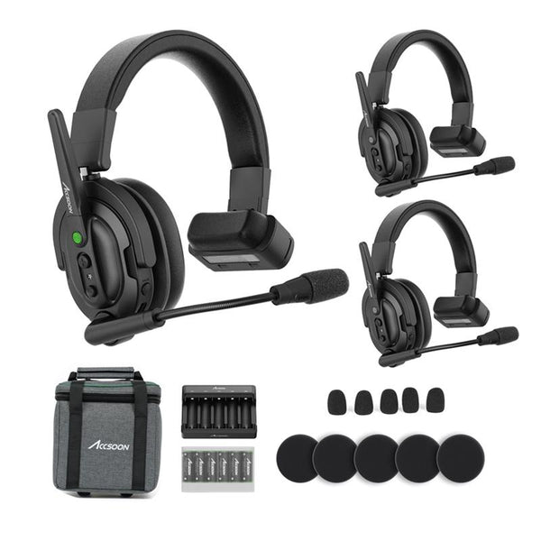 Accsoon CoMo Wireless Intercom Fully-Duplex Headset Kit 1 Host 2 Remotes