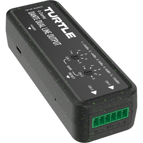 Turtle AV Dante Dual Channel Analog Line Output Adapter with Gain Controls - TAV-D2LDE