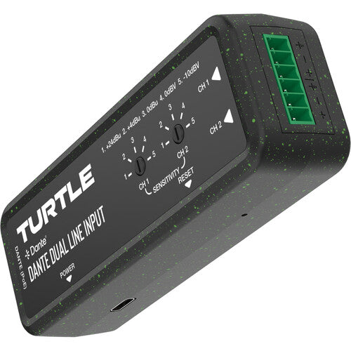 Turtle AV Dante Dual Channel Analog Line Input Adapter with Gain Controls - TAV-D2LEN