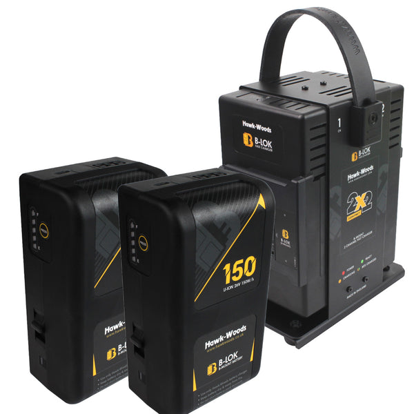 Hawk-Woods 2x BL-150 B-Mount Batteries 1x BL-2X2 B-Mount Charger SPECIAL OFFER