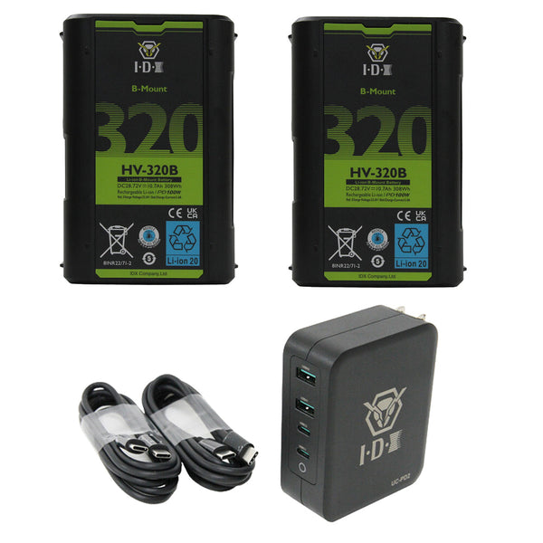 IDX HV-320/PD2 2x HV-320B B-Mount Batteries & 1x UC-PD2 USB-C Charger