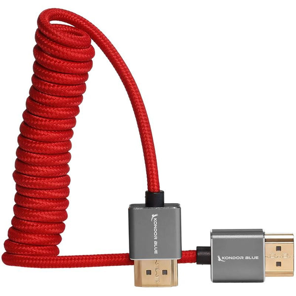 Kondor Blue Full HDMI Cable for On-Camera Monitors 12-inch-24-inch Braided Coiled - KONFHDMI12R