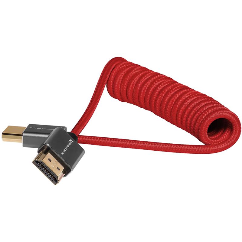 Kondor Blue Full HDMI Cable for On-Camera Monitors 12-inch-24-inch Braided Coiled - KONFHDMI12R