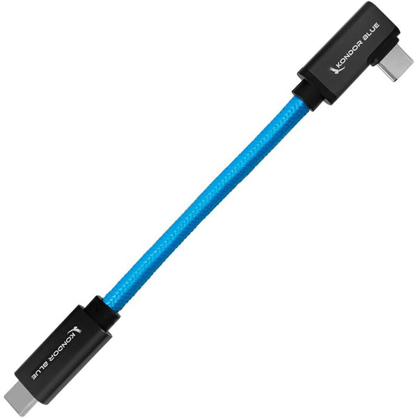 Kondor Blue 6-inch USB-C 3.2 Right Angle to Straight Angle Blue Cable - KONUSBC32RA5