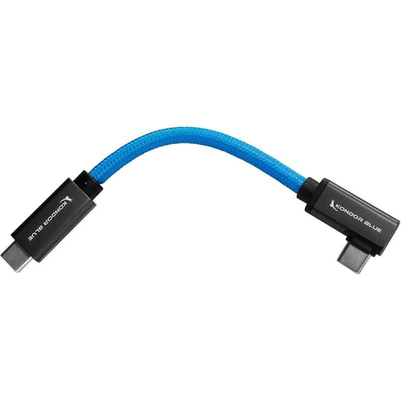 Kondor Blue 6-inch USB-C 3.2 Right Angle to Straight Angle Blue Cable - KONUSBC32RA5