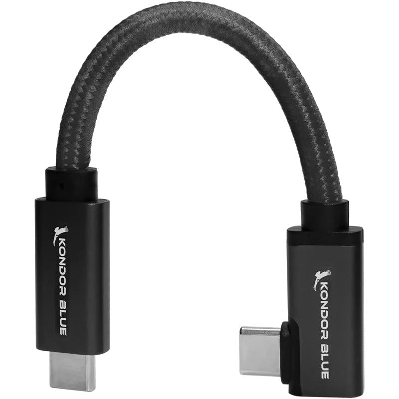 Kondor Blue 6-inch USB-C 3.2 Right Angle to Straight Angle Blue Cable - KONUSBC32RA5BK