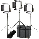 IKAN LBX10-3PT-KIT Lyra 1 x 1 Bi-Colour 3-Point Studio Panel Soft LED Light w/ DMX Control - IKALBX103PTKIT