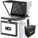 IKAN PT419W-NDI-TMN-TK Aura 19-inch POE++ NDI Teleprompter & NDI Talent Monitor w/ Full NDI Encoding/Decoding & IP Tally Light + Travel Kit - IKAPT419WNTMTK