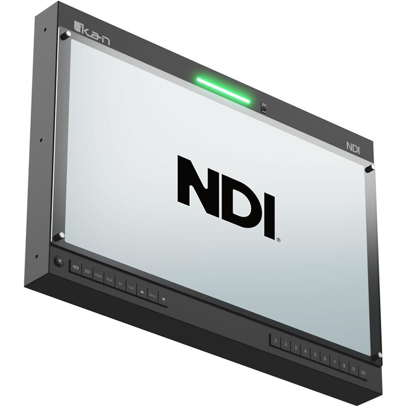IKAN PT419W-NDI-TMN-TK Aura 19-inch POE++ NDI Teleprompter & NDI Talent Monitor w/ Full NDI Encoding/Decoding & IP Tally Light + Travel Kit - IKAPT419WNTMTK