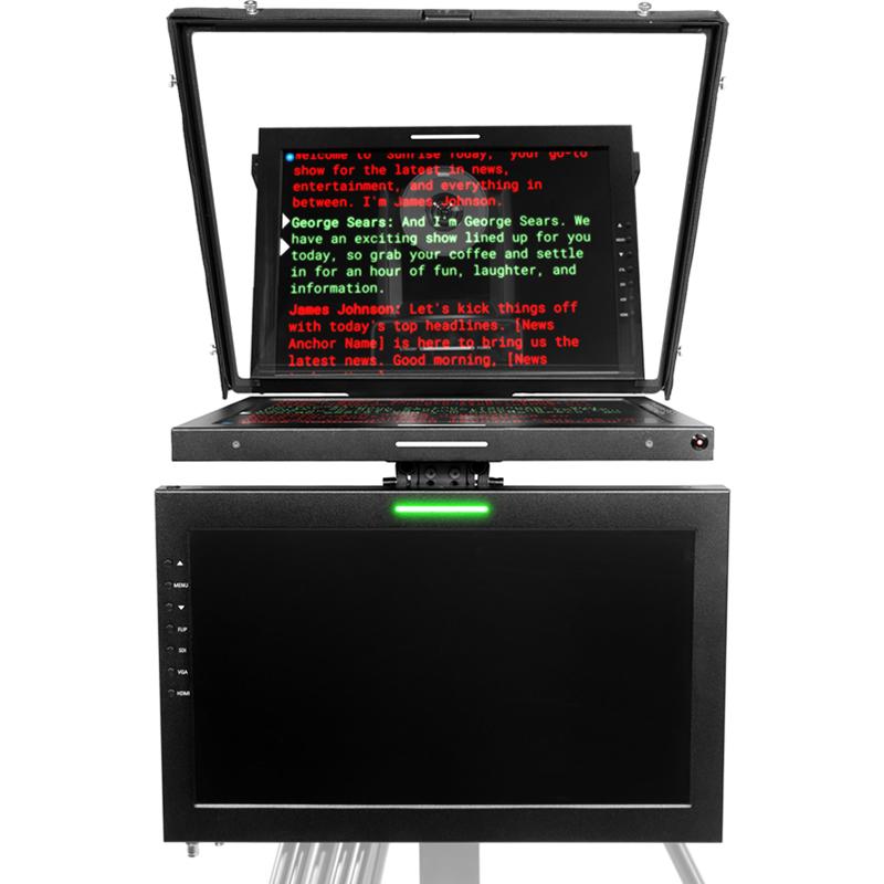 IKAN PT419W-PTZ-TM-TK Professional 19 in. High Bright PTZ Teleprompter w/ Widescreen Tally SDI Monitor, Talent Monitor & Travel Kit - IKAPT419WPTZMTK