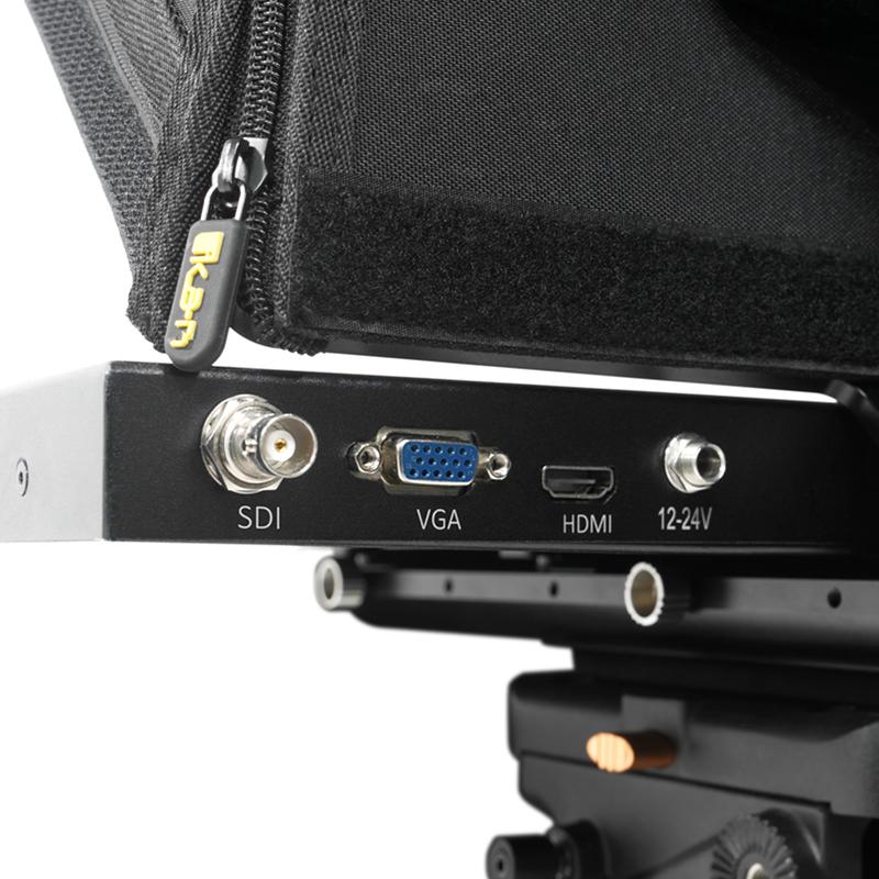 IKAN PT419W-PTZ-TM-TK Professional 19 in. High Bright PTZ Teleprompter w/ Widescreen Tally SDI Monitor, Talent Monitor & Travel Kit - IKAPT419WPTZMTK