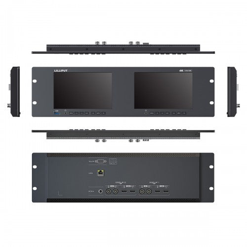 Lilliput RM7026-12G Dual 7 inch 3RU Rackmount Monitor with 12G-SDI /HDMI 2.0