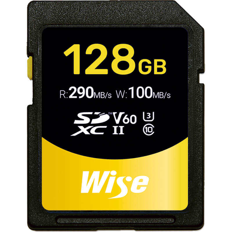Wise SD-S128 128GB SDXC UHS-II V60 Memory Card | 3D Broadcast