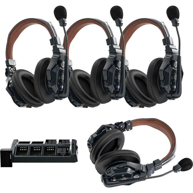 Hollyland 5803-4S-DH Solidcom C1 Pro Wireless Intercom System with 4 ENC Double-Ear Headsets