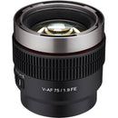 Samyang V-AF 75mm T1.9 FE Full Frame Autofocus Sony FE Mount Lens