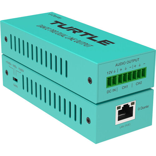 Turtle AV Dante Pro Dual Channel Analog Line Input Adapter - TAV-D2LEN-PRO